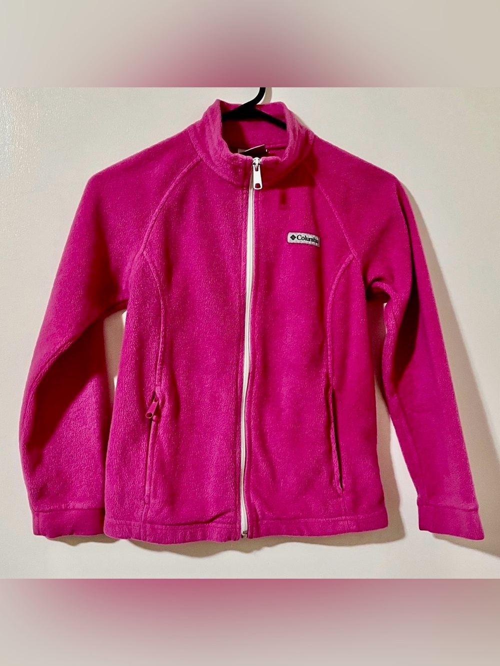 Girls Columbia Pink and Blue Striped Fleece Detail